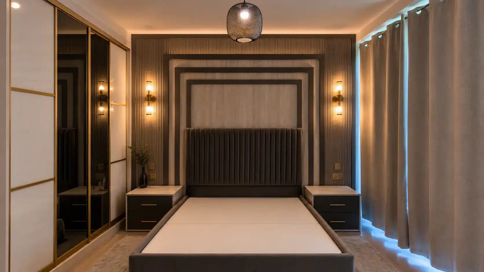 Fitted interior built around the room