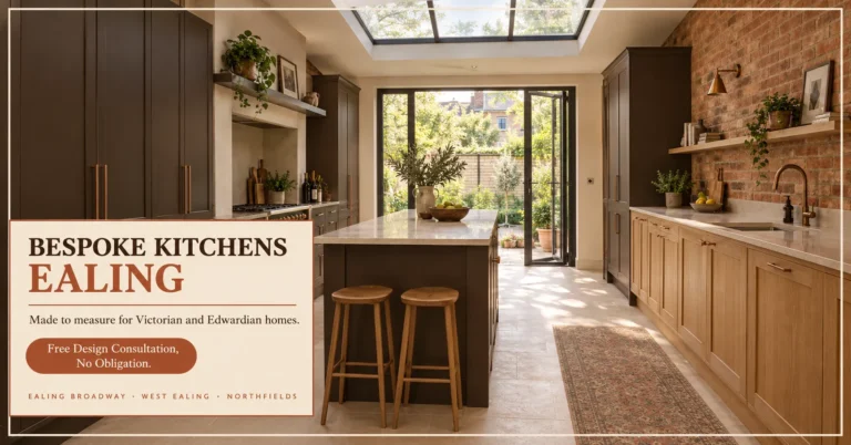 Bespoke kitchen a Victorian terrace in Ealing, designed, supplied and fitted by Raj Kitchen and Bedroom Ltd