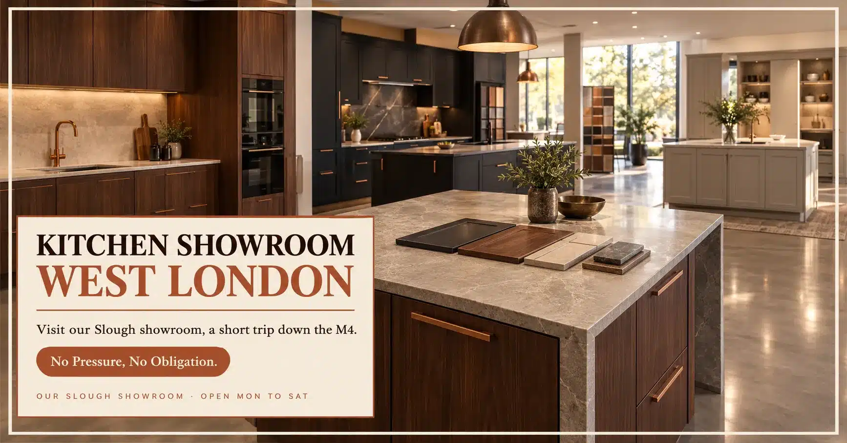 Kitchen showroom for West London homes: Raj Kitchen and Bedroom Ltd showroom in Slough