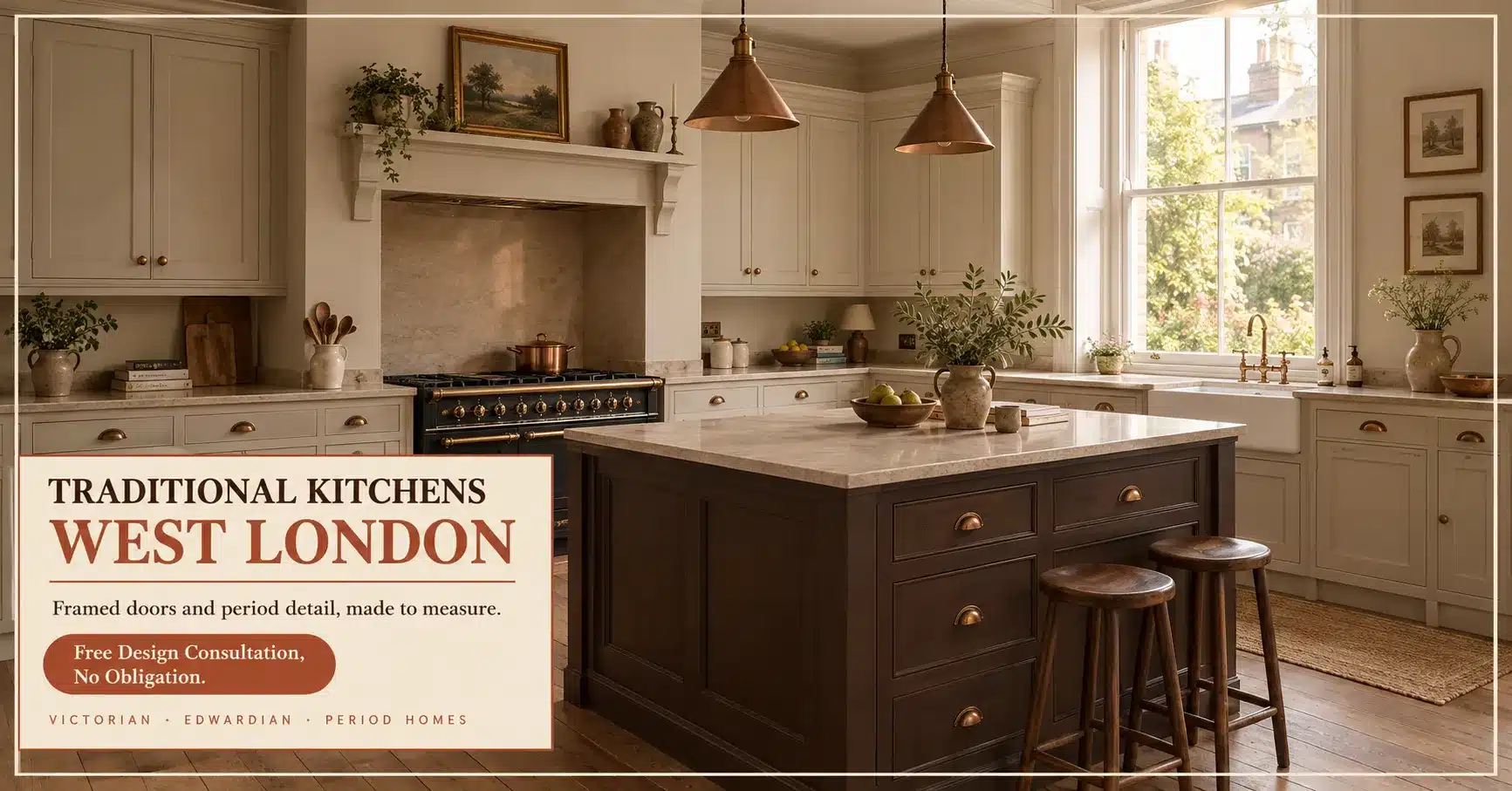 Traditional Kitchens West London period home, designed, supplied and fitted by Raj Kitchen and Bedroom Ltd